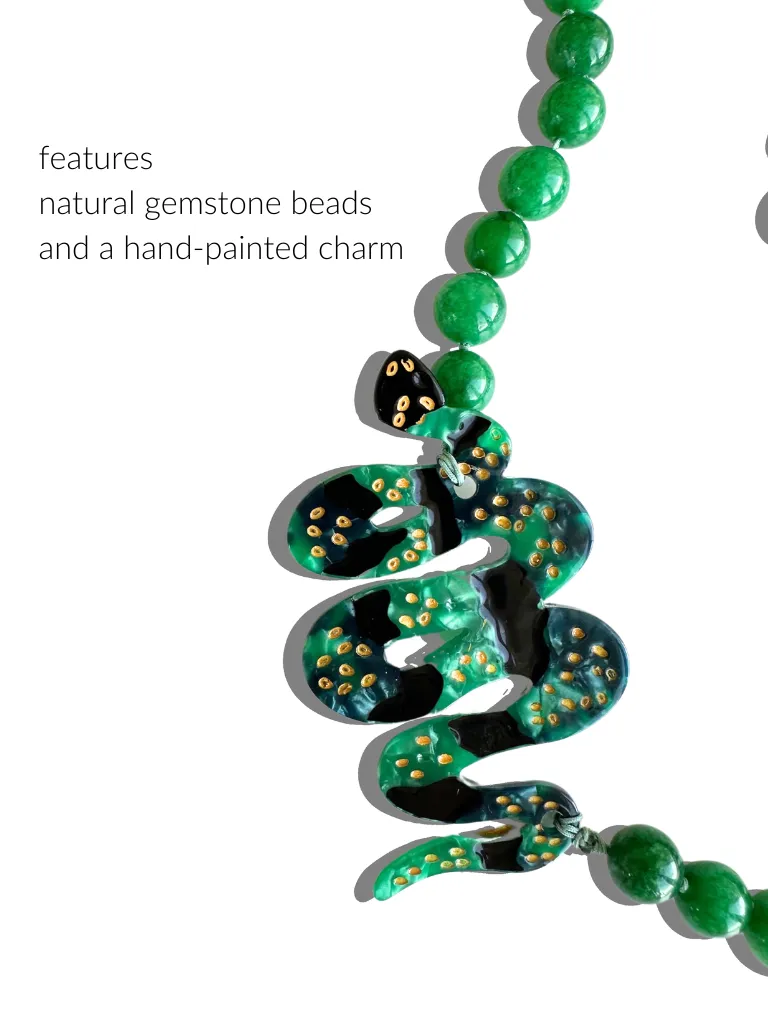 Hand-painted Snake Gemstone Bracelet Phone Chain