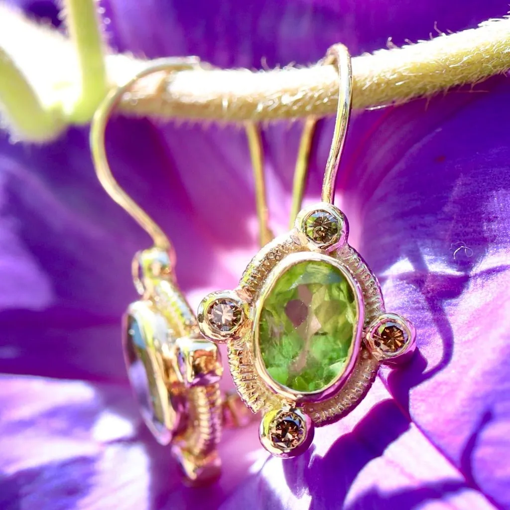 Harmony 14k Gold, Diamond and Peridot Earrings