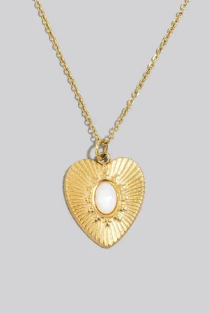 Heart Oval Stone Gold Pendant Necklace