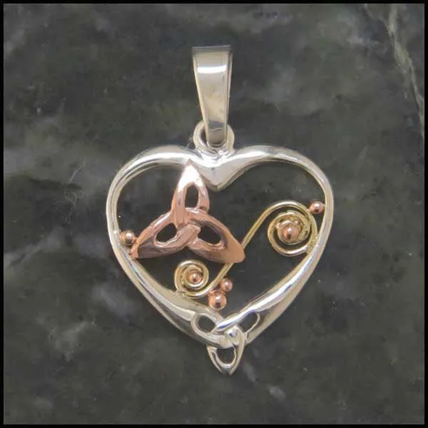 Heart Pendants with Thistle, Shamrock, or Trinity Knot