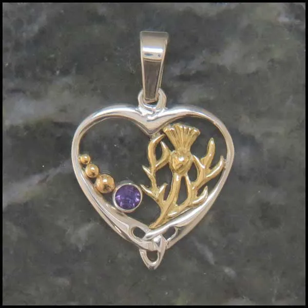 Heart Pendants with Thistle, Shamrock, or Trinity Knot