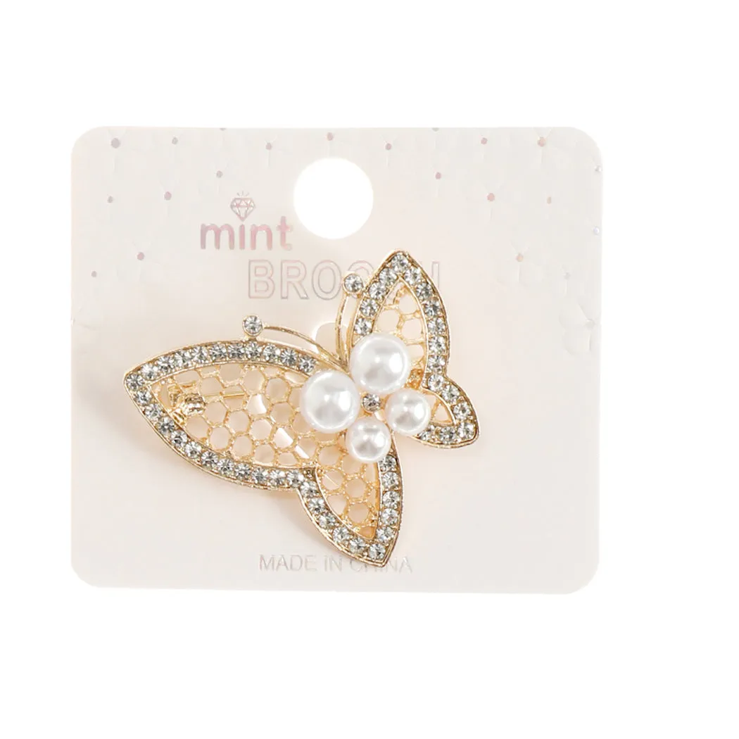 JAH44889-Rhinestone Butterfly Brooch