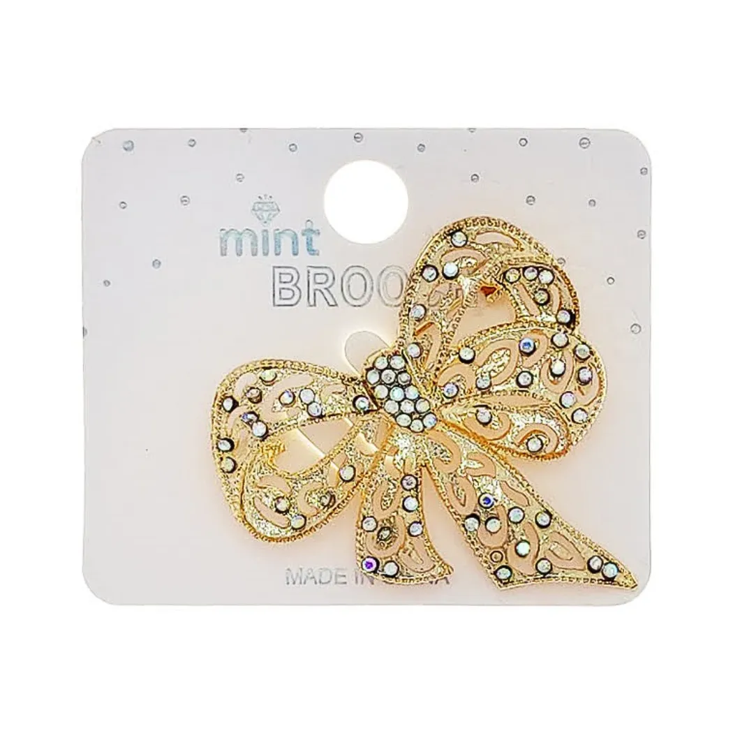 JAH48468-Rhinestone Bow Brooch