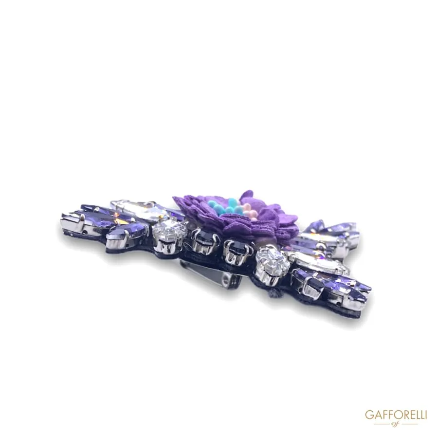 Jewel Brooch with Lilac and White Rhinestones H234- Gafforelli Srl