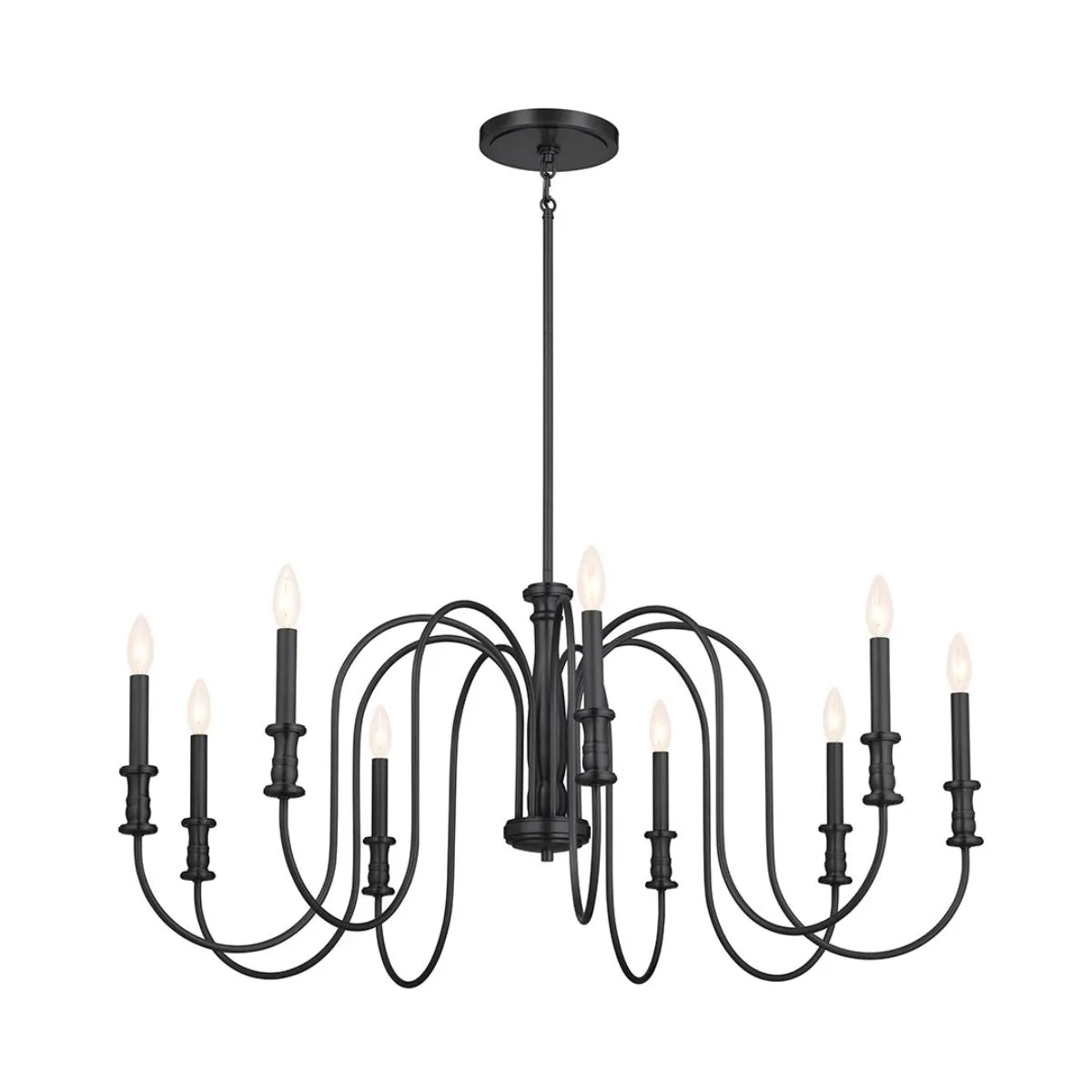 Karthe 42 in. 9 lights Chandelier Black finish