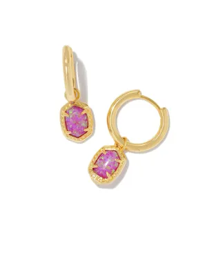 Kendra Scott Daphne Gold Framed Huggie Earrings in Magenta Kyocera Opal