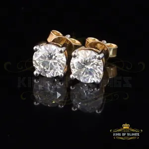 King  of Bling's 0.50ct VVS 'D' Moissanite Men's/Women's 925 Silver Yellow Round Stud Earrings