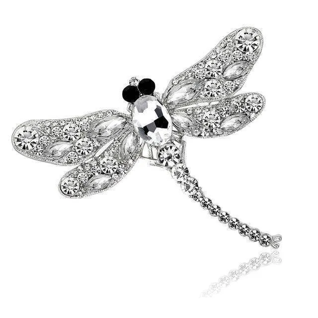 Large Crystal Rhinestone Dragonfly Brooch Pin