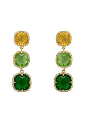 Latelita London Knightsbridge Earrings Gold Green Citrus