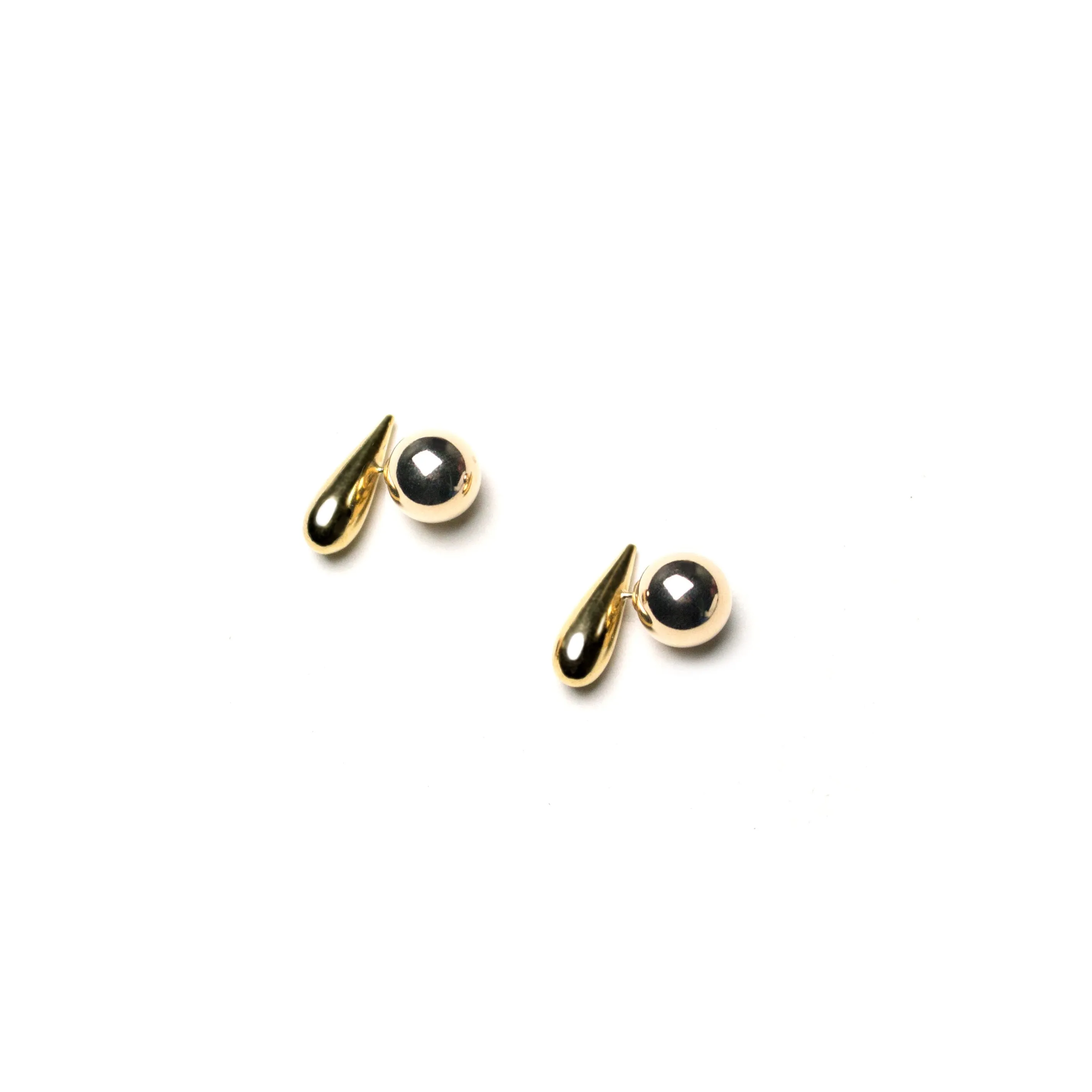 Liquid Gold Drop and Ball Stud Sterling Silver Earrings