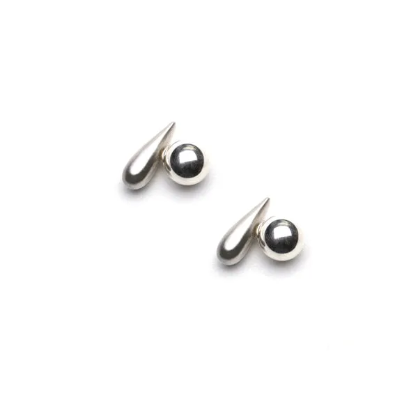 Liquid Gold Drop and Ball Stud Sterling Silver Earrings