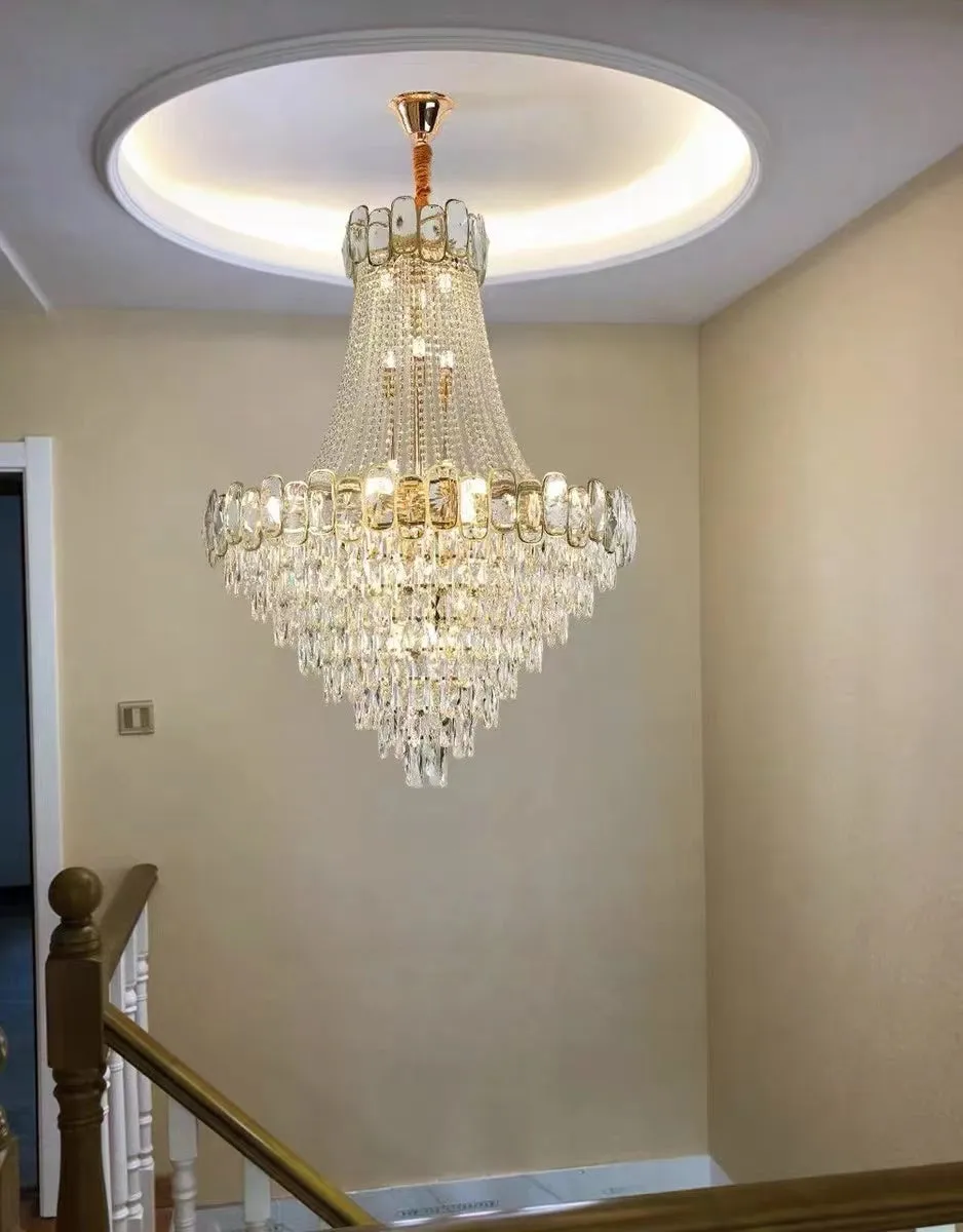 Luxury Funnel Crystal Chandelier for High-ceiling