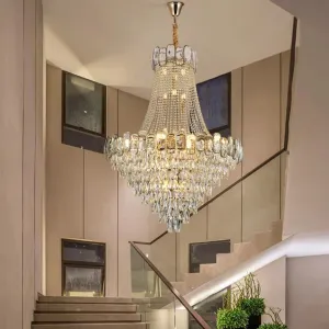 Luxury Funnel Crystal Chandelier for High-ceiling