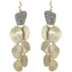 Marcia Moran Heather DIsc  Drop Earrings with Stone on Wire