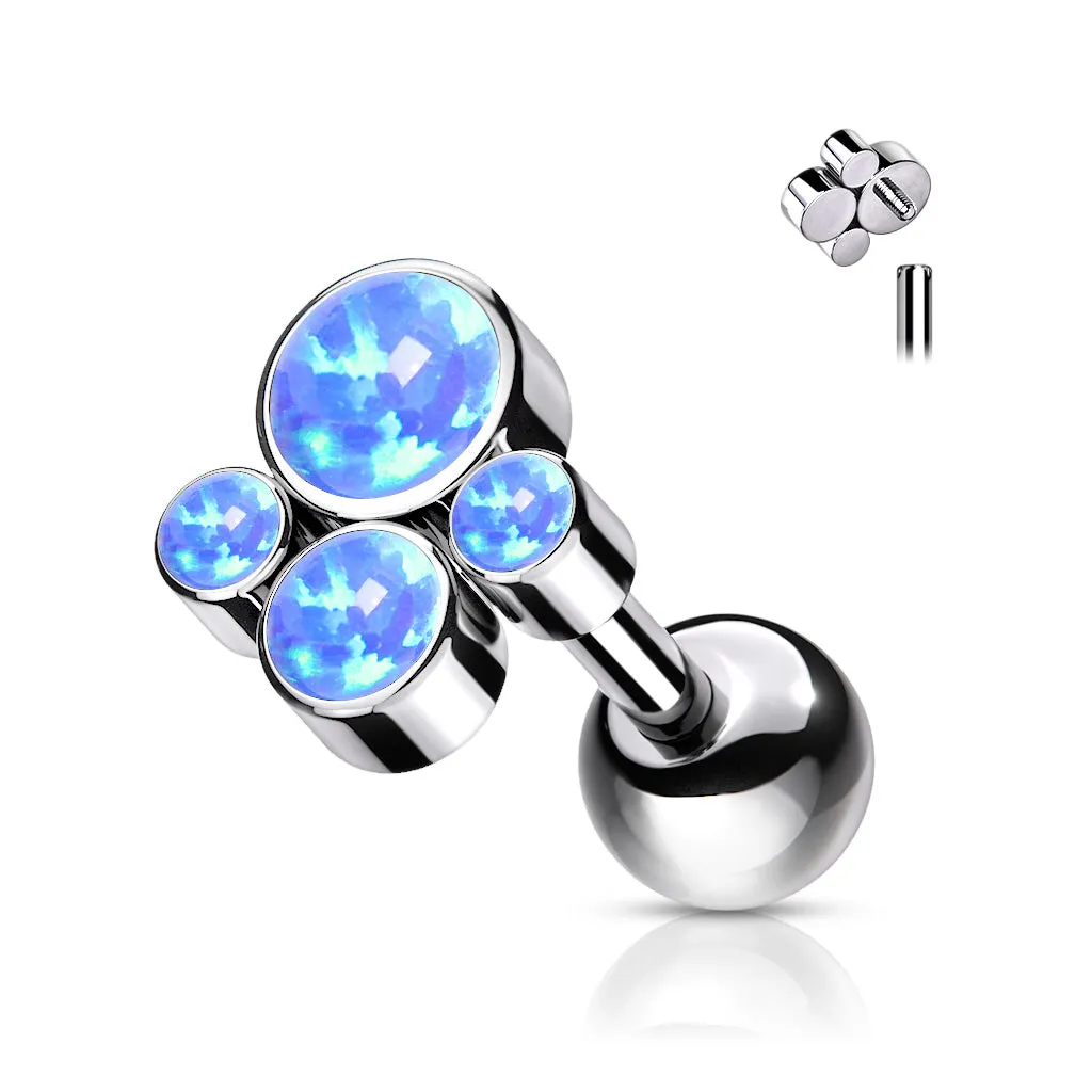 Margi Internally Threaded Opal Titanium Body Jewellery. Labret, Monroe, Tragus and Cartilage Earrings.