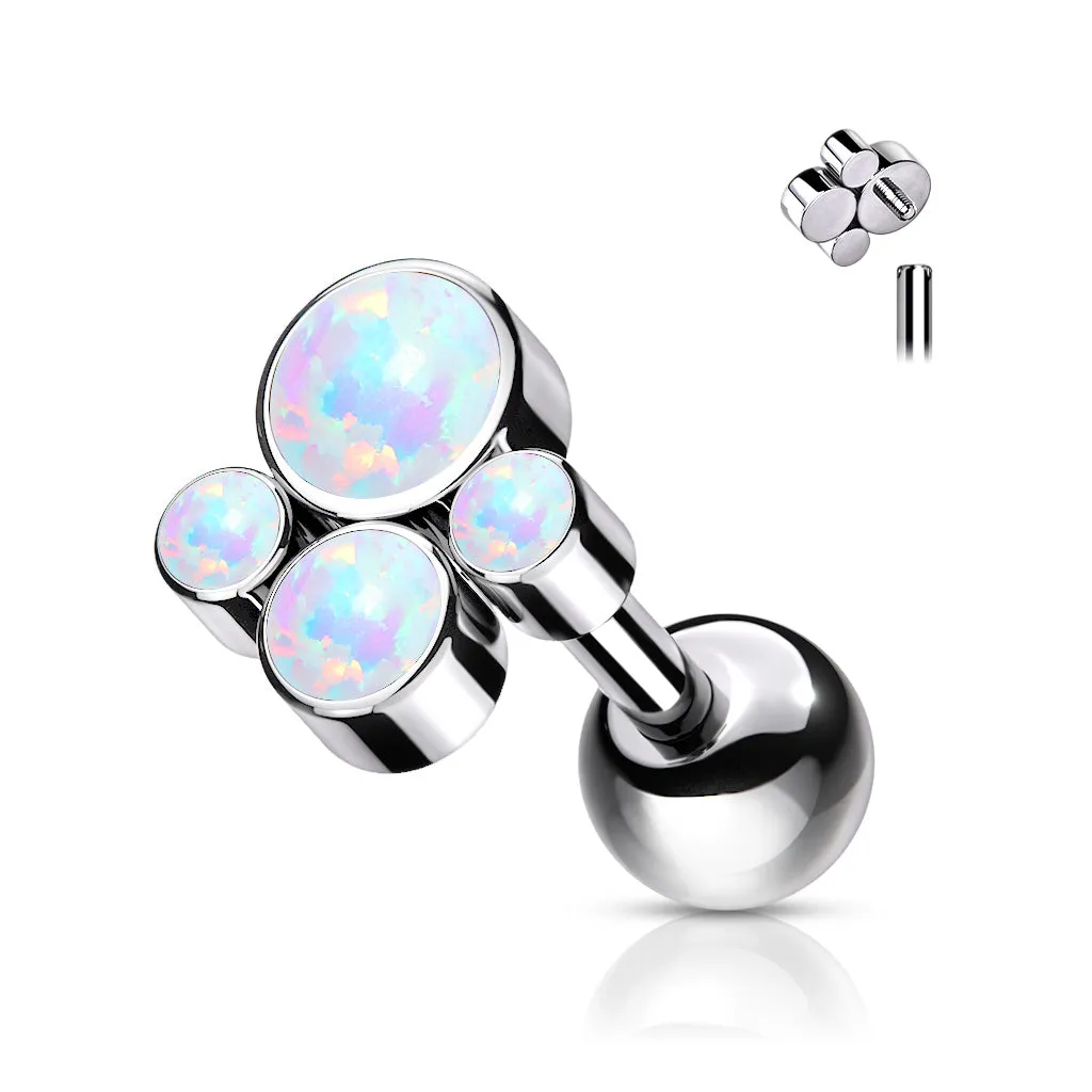 Margi Internally Threaded Opal Titanium Body Jewellery. Labret, Monroe, Tragus and Cartilage Earrings.