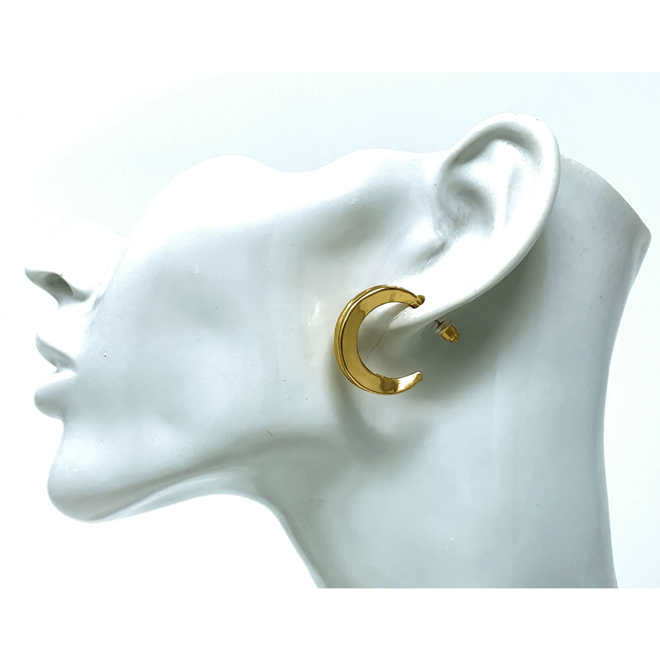 Medium Gold Stud Hoop Earrings