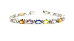 Mixed Sapphire and Diamond Alternating Bracelet AD No. 2404