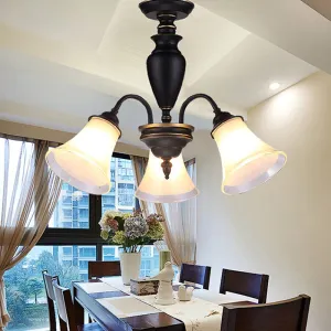 Modern Black Glass Pendant Chandelier with Multiple Light Options for Living Room