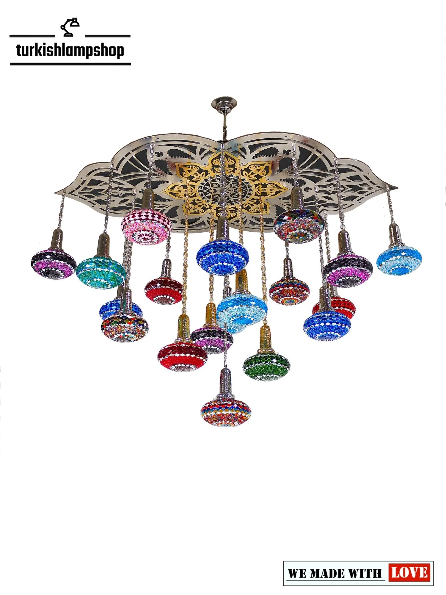 Mosaic Glass Turkish Chandelier Big 19 Globe