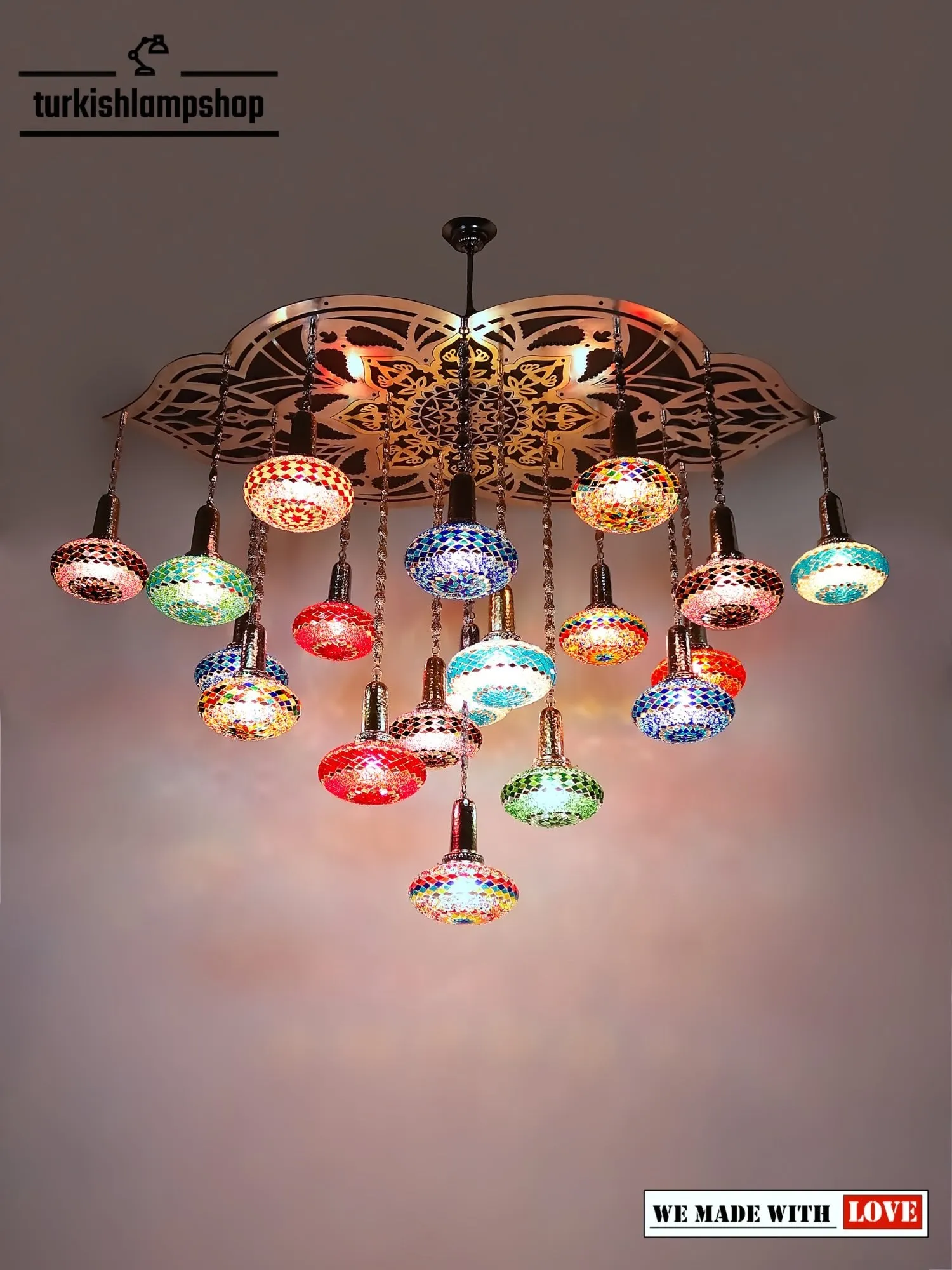 Mosaic Glass Turkish Chandelier Big 19 Globe