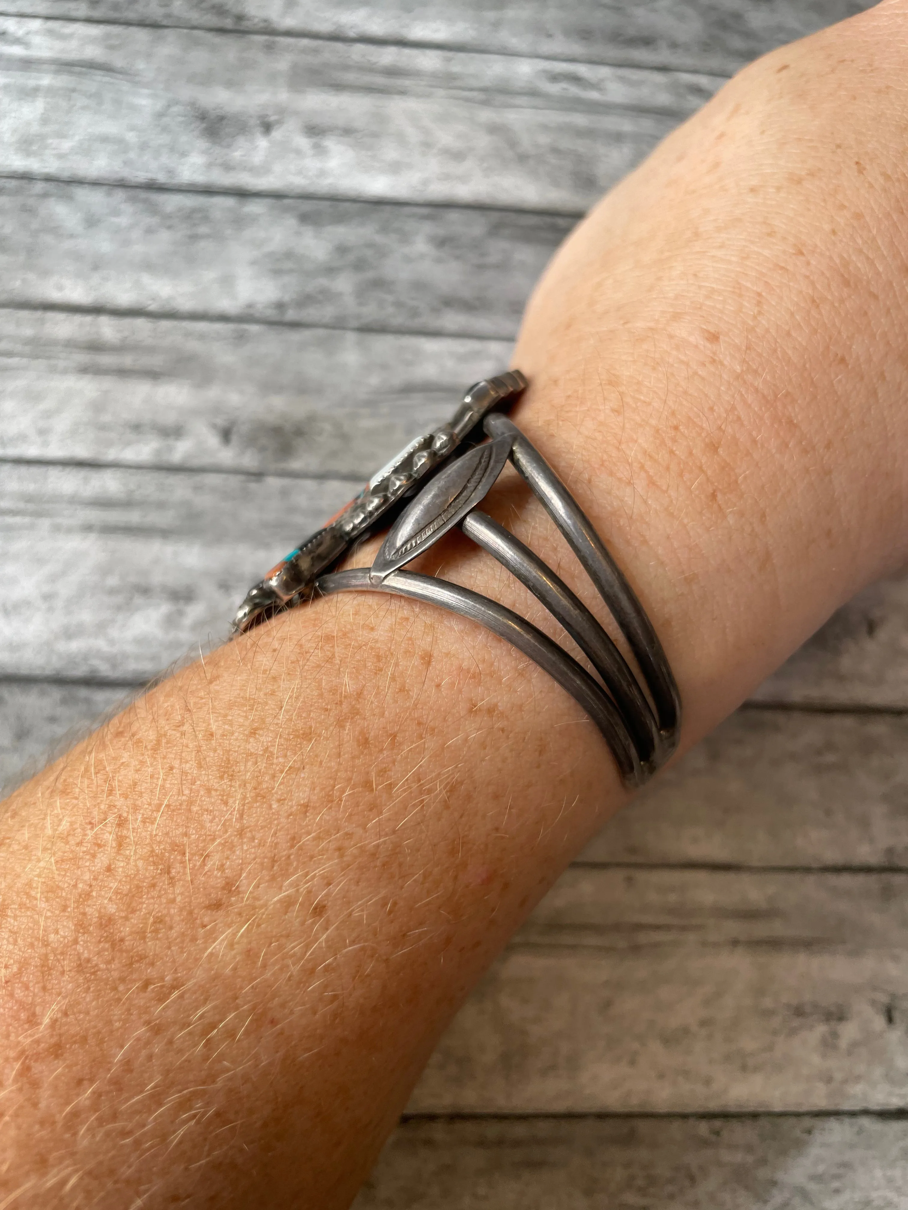 Native Jewelry - Zuni Multi Stone & Sterling Silver Cuff Bracelet