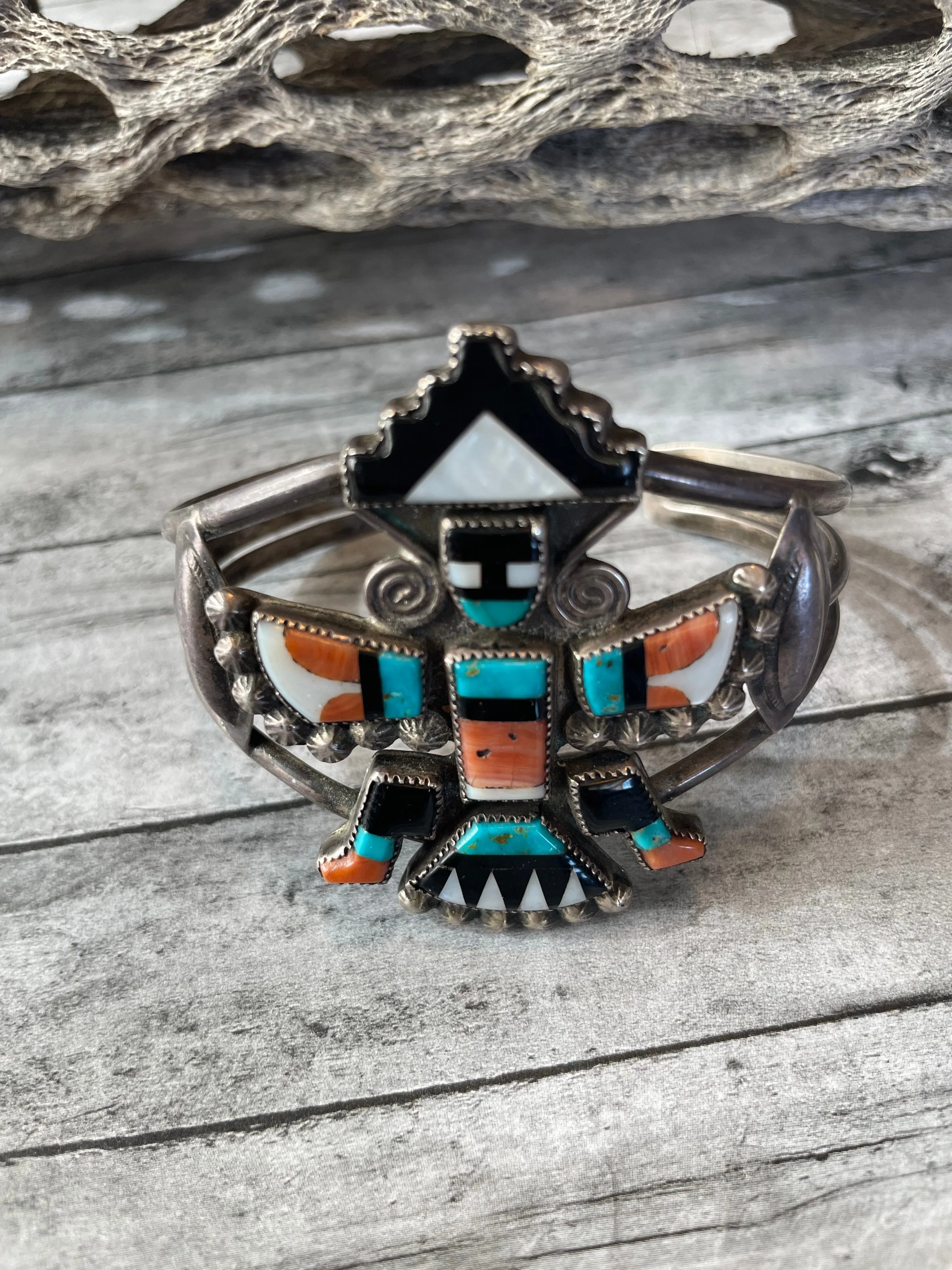 Native Jewelry - Zuni Multi Stone & Sterling Silver Cuff Bracelet