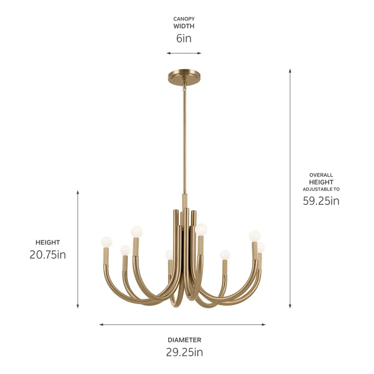 Odensa 29 in. 8 Lights Chandelier Champagne Bronze Finish