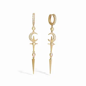 Opal Crescent Cross Drop Earring