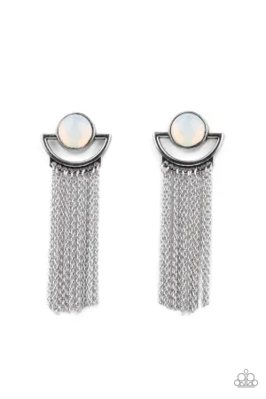 Opal Oracle - White Post Earrings - Paparazzi Accessories