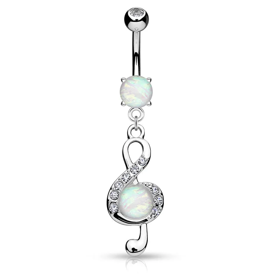 Opal Treble Clef Navel Ring