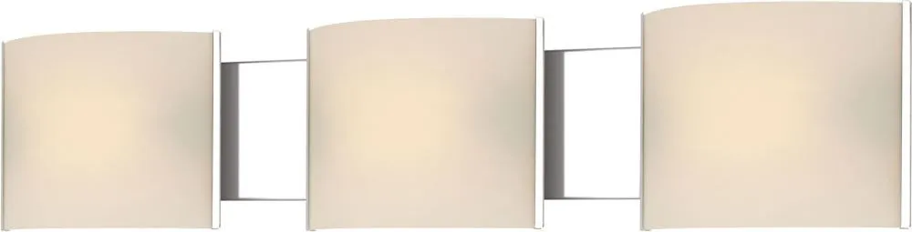 Pannelli Led 3 Light Vanity In Chrome and Hand Moulded Opal White Glass