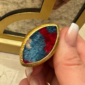 Peacock & Ruby Stripe Turkish Gold Ring