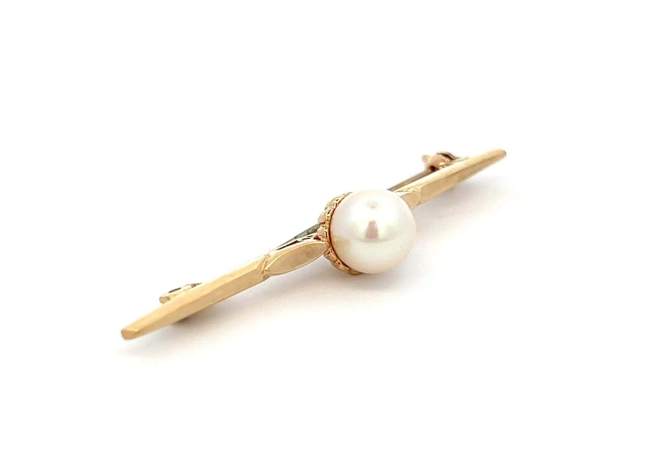 Pearl 9ct Yellow Gold Bar Brooch