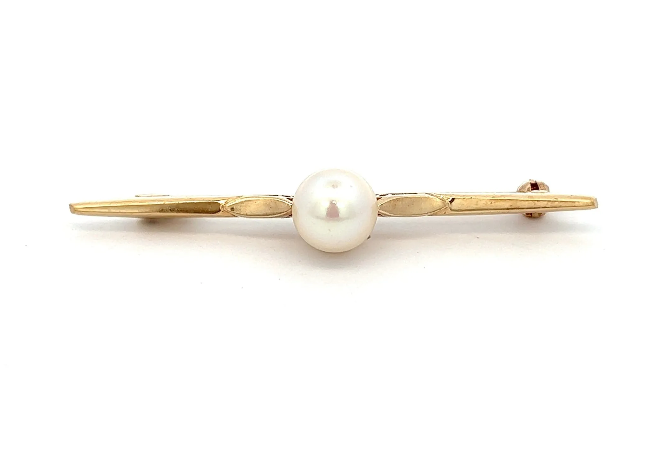 Pearl 9ct Yellow Gold Bar Brooch