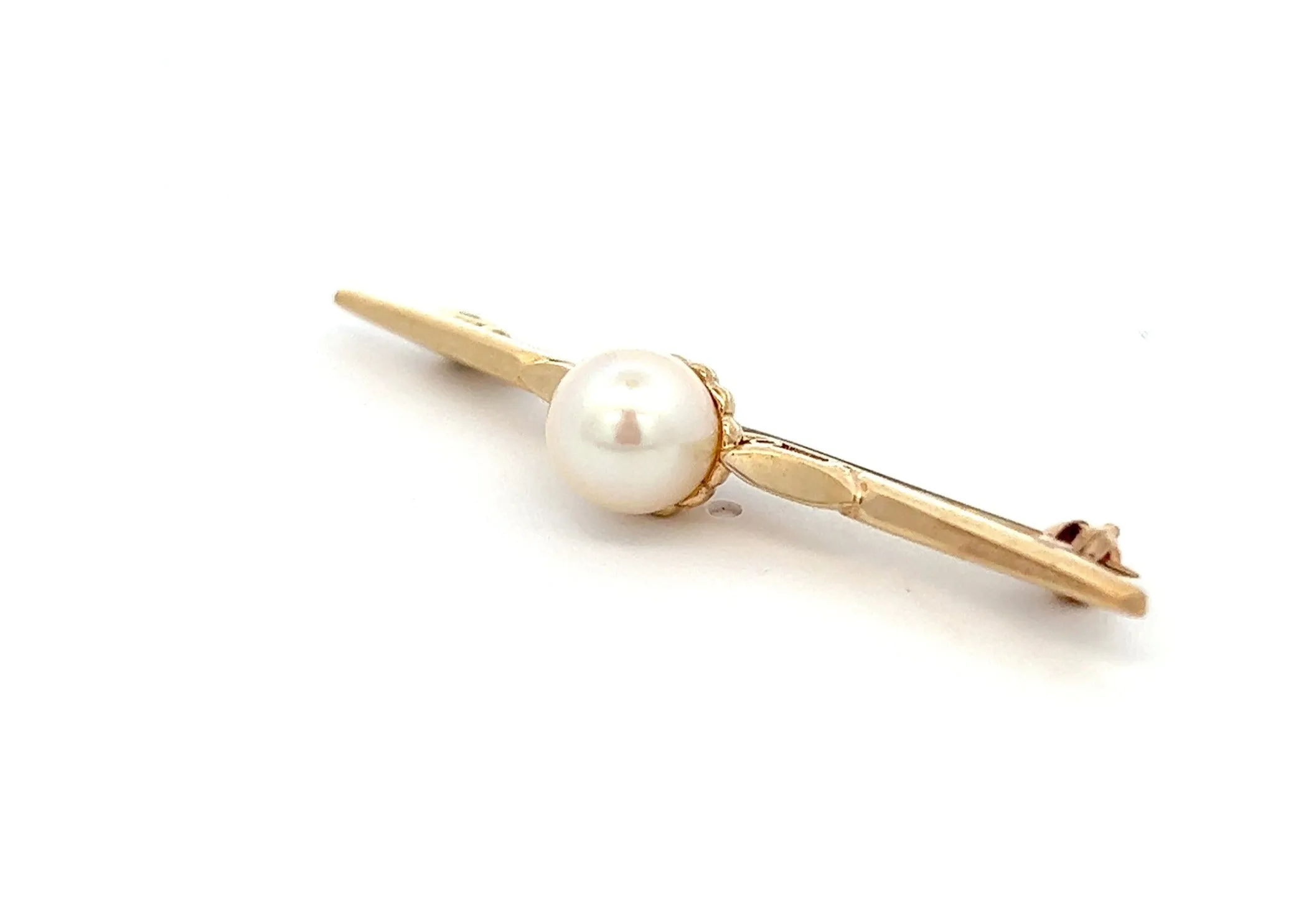 Pearl 9ct Yellow Gold Bar Brooch