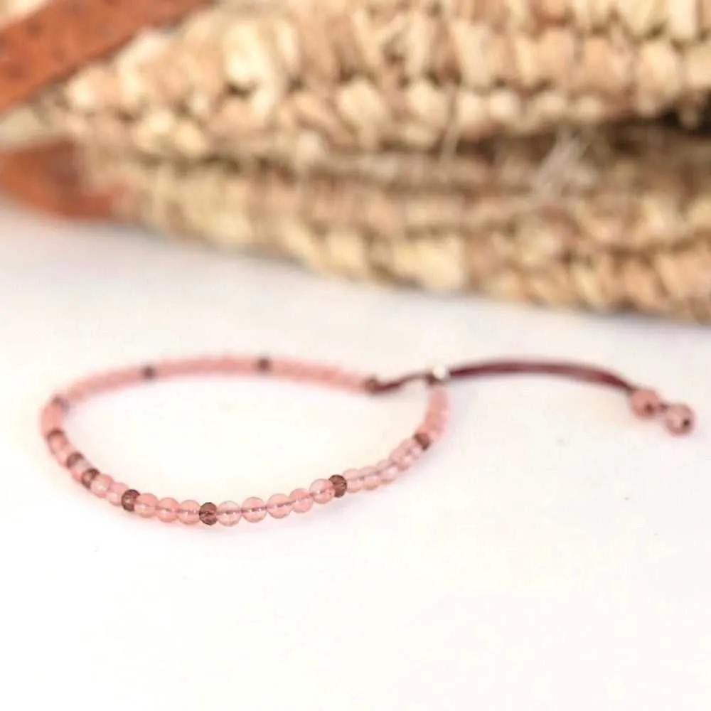 Pink Rose Quartz Adjustable Gemstone Bracelet