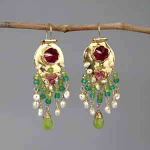 Pink Zircon Peridot Sherazade Earrings