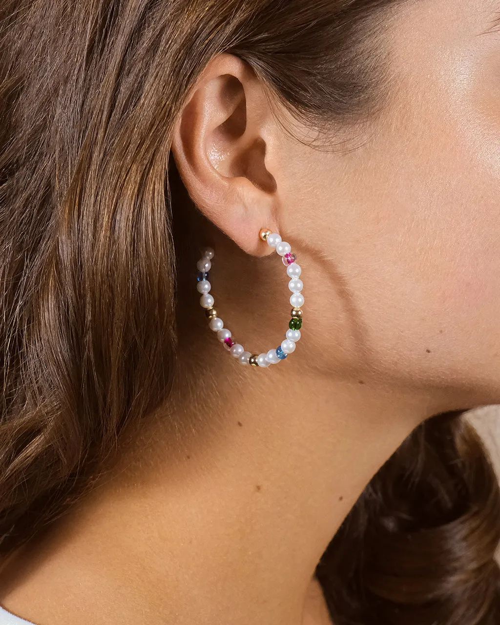 Polly Pearl & Bead Hoop Earrings