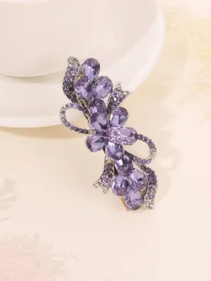 Purple Rhinestone Flower Decor Hair Clip for Women Barrette Styling Hair