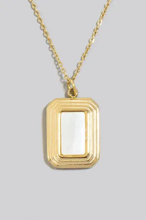 Rectangle White Stone Pendant Necklace