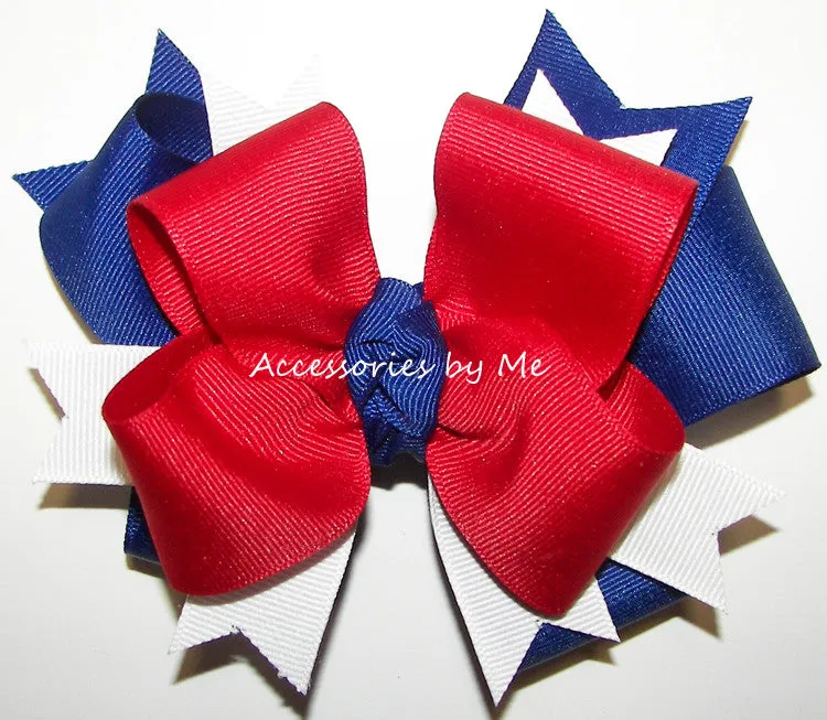 Red White Blue Ponytail Bow