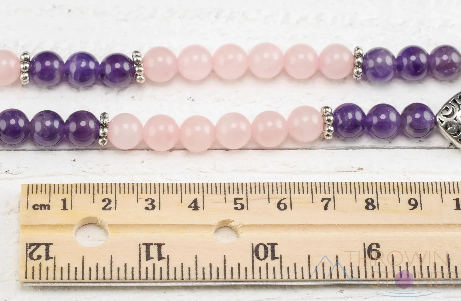 ROSE QUARTZ & AMETHYST Crystal Necklace, Mala - Beaded Necklace, Handmade Jewelry, Healing Crystals and Stones,  E0977