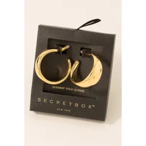 Secret Box Gold Dipped Wide Beveled Hoop Earrings