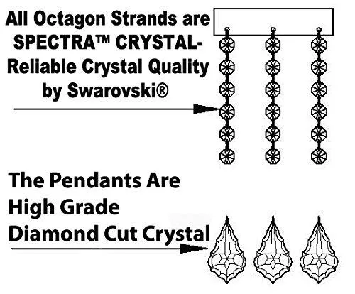 Set Of 2 - 1-Wrought Iron Chandelier 50" Inches Tall With Crystal And Entryway Chandelier 30" Inches Tall With ShadesTrimmed With Spectra (Tm) Crystal - Reliable Crystal Quality By Swarovski - 1Ea-B12/Sc/724/24Sw 1Ea-Sc/B12/724/6 3Sw