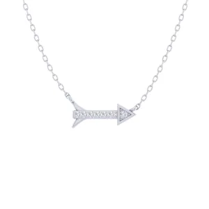 Sideways Arrow 1/20 Cttw Natural Diamond Pendant Necklace set in 925 Sterling Silver