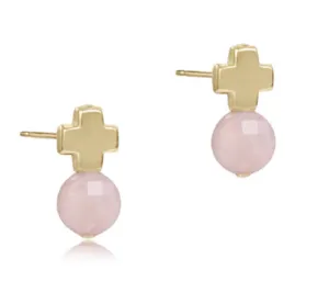 Signature Cross Gold Stud - Pink Opal -by enewton