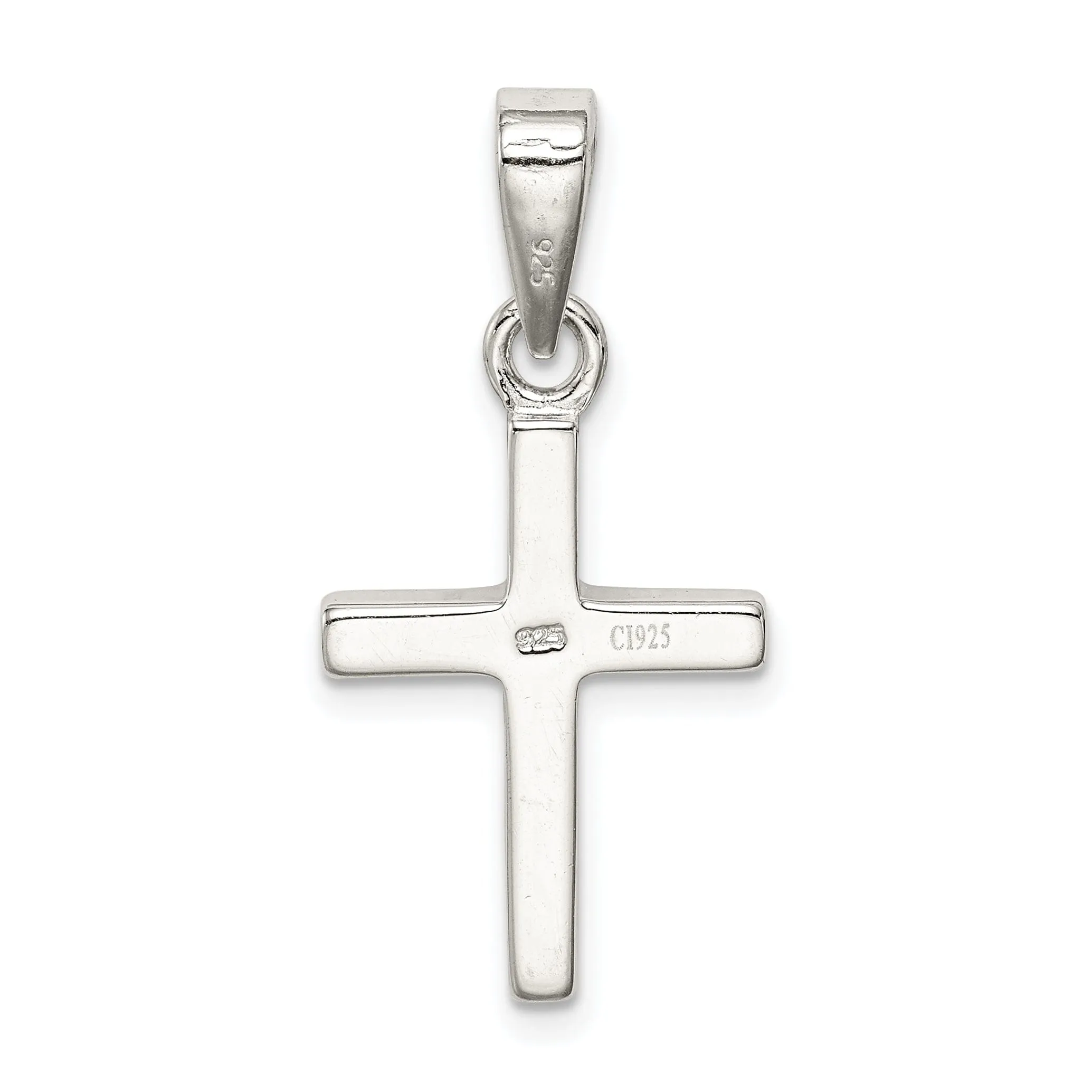 Silver Inlay Created Opal Latin Cross Pendant