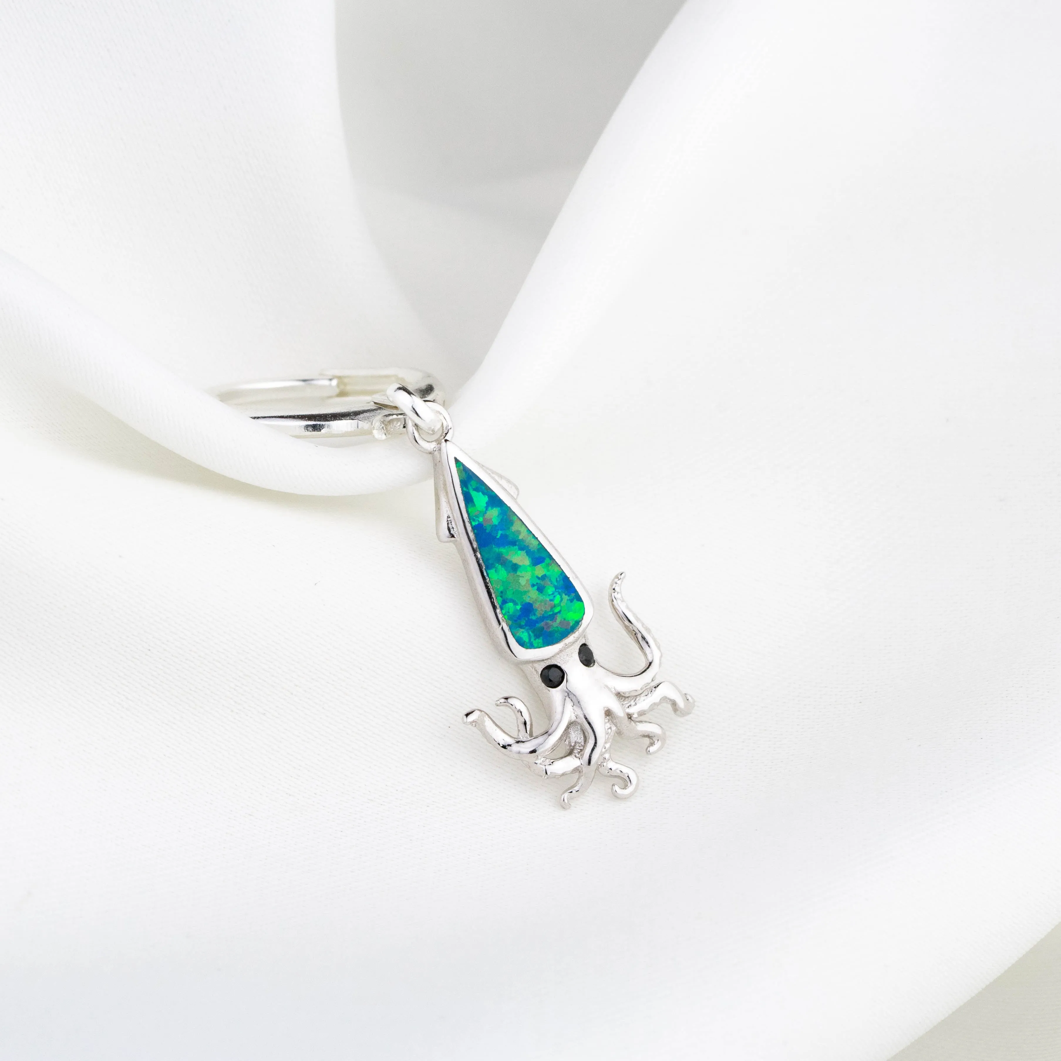 Silver Opal Squid Earring