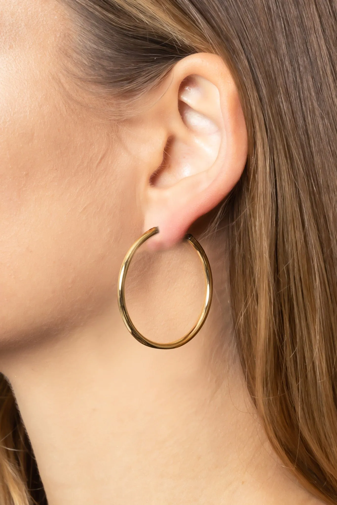 SJE310016 14K Gold Metal Endless Hoop Earrings